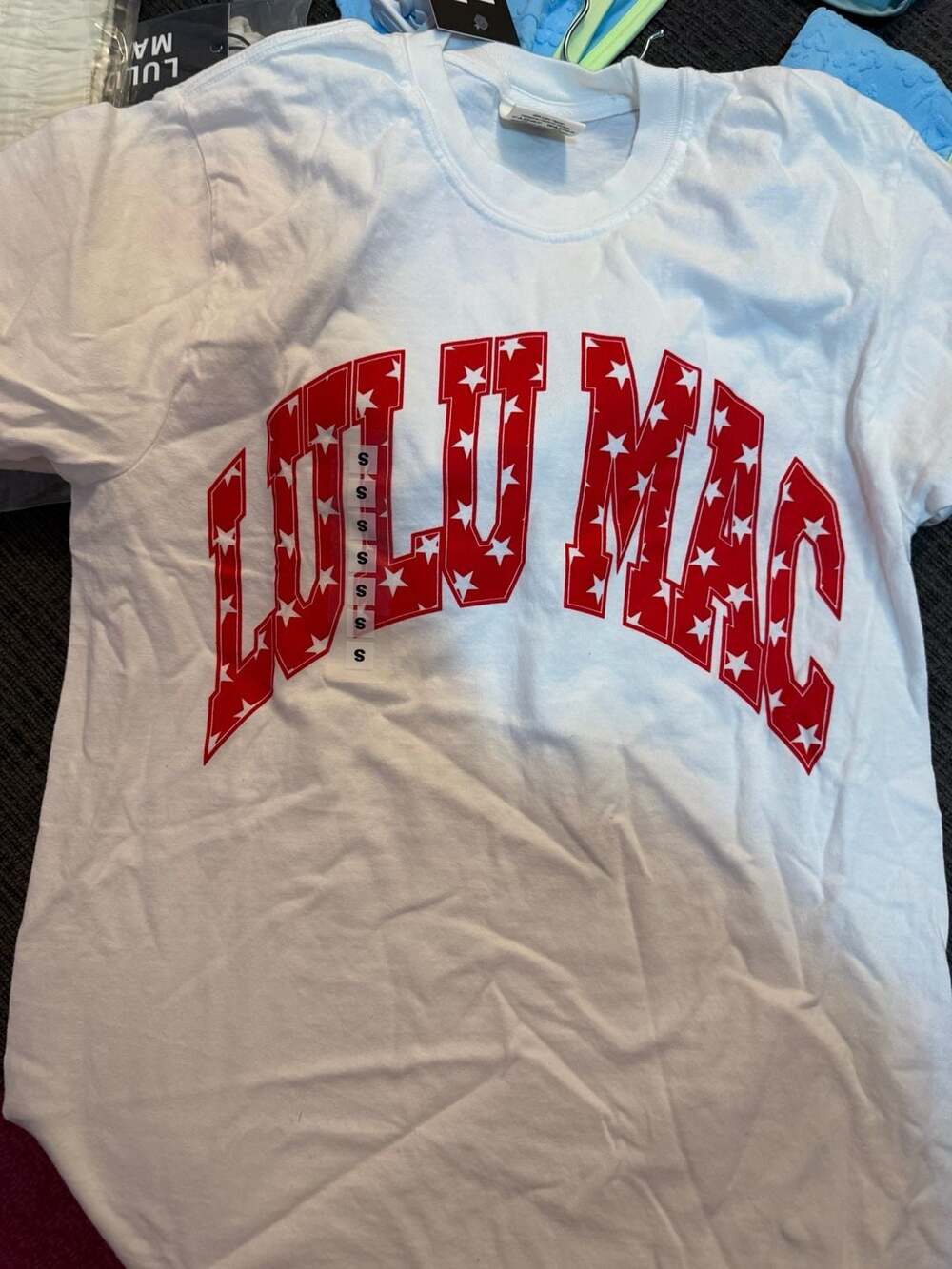 Lulu Mac Graphic T-Shirt White with Red Stars